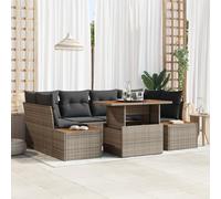 QZZCED Juego de comedor de jardín con cojín de polirratán, color gris