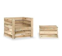 QZZCED Juego de Muebles de Jardín de Palets de Madera de Pino Impregnada, Mesa y Sillas Modulares para Exterior, Conjunto Resistente a la Putrefacción para Terraza y Patio, Muebles