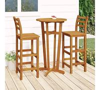 QZZCED Juego de muebles de jardín, muebles de jardín, muebles de balcón, juego de terraza, juego de 3 piezas, de madera maciza de acacia para jardín, terraza y balcón