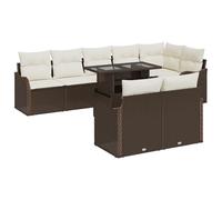 QZZCED Juego de sofá de jardín de 9 piezas con cojín marrón de poliratán para terraza, muebles de salón para patios interiores