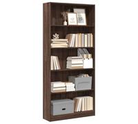 QZZCED Librería marrón efecto roble multifuncional estantería para salón 80x24x176cm madera