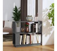 QZZCED Librería/separador de ambientes, color gris, estantería decorativa para salón, 80 x 25 x 70 cm, madera maciza de pino
