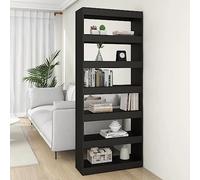 QZZCED Librería/separador de ambientes, color negro, versátil estantería para libros, estantería decorativa para hotel, 80 x 30 x 198 cm, material de madera
