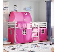 QZZCED Litera de Madera de Pino Maciza con Barandillas de Seguridad en 4 Lados y Escalera, Cama Alta con Estructura Sólida para Espacios Limitados, Diseño Funcional y Elegante