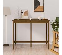 QZZCED Mesa Alta de Bar Madera Maciza de Pino marrón Miel Mesa de Bar de Madera de Pino Maciza, Estructura Estable y Superficie Robusta 140x80x110cm