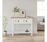 QZZCED Mesa auxiliar para dormitorio, salón, mesa auxiliar, mesa de consola estilo México, madera de pino blanco, 90 x 34,5 x 73 cm, para salón, dormitorio, estudio