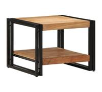 QZZCED Mesa de Centro de Madera de Acacia y Hierro con Estructura Estable y Resistente para Sala de Estar | Mesa Auxiliar Multiusos con Superficie Lisa y Fácil Mantenimiento