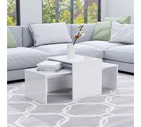 QZZCED Mesa de Centro Madera contrachapada Blanco Brillo Mesa de Centro Apilable con Almacenamiento Oculto y Superficie Amplia 100x48x40 cm