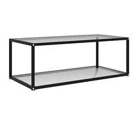 QZZCED Mesa de Centro Moderna con 2 Capas y Estante de Almacenamiento, Superficie Segura para Bebidas y Decoración, Fácil de Limpiar, Ideal para Salón y Entretenimiento