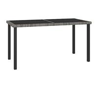 QZZCED Mesa de comedor de jardín gris 140 x 70 x 73 cm de poliratán para balcón, mesa de comedor, jardín, salón, patio, mesa de exterior, para jardines, terrazas, balcones