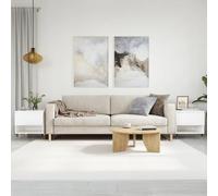 QZZCED Mesas Centro 2 uds Madera ingeniería Blanco Brillo Mesa de Centro Moderna con Cajón y Almacenamiento, Estable y Resistente 50x46x50 cm