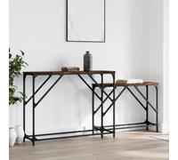 QZZCED Mesas Consola Apilables de Madera Contrachapada con Estructura Metálica Industrial, Juego de Mesas Nido para Entrada, Salón o Pasillo, Superficie Resistente y Estable