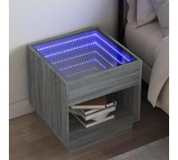QZZCED Mesita de Noche con Espejo LED Infinito y Luces RGB, Mesa de Cabecera con Superficie Estable de Madera de Ingeniería, Conexión USB 5V para Iluminación Ambiental Personalizable
