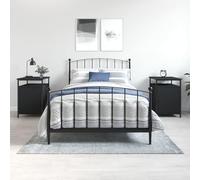 QZZCED Mesitas de noche 2 piezas, color negro, cajoneras de noche para dormitorio, 40 x 42 x 60 cm, material de madera