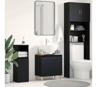 QZZCED Mueble de Lavabo con Estante en Roble Negro 58 x 33 x 60 cm, gabinete de Almacenamiento Moderno para baño con Acabado Mate, diseño Rectangular y Textura acogedora, Puertas
