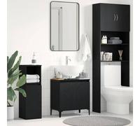 QZZCED Mueble de Lavabo con Estante Roble Negro 58 x 33 x 60 cm, gabinete de baño montado en la Pared con Puertas con bisagras y Acabado Mate, Almacenamiento Amplio