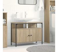 QZZCED Mueble de Lavabo para Baño con Puerta Marrón 80 x 30 x 60 cm, Gabinete de Almacenamiento Minimalista y Moderno, Fácil de Limpiar y Montar, Diseño Rectangular Compacto