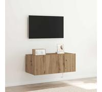 QZZCED Mueble de Pared para TV con Luces LED, Estilo Rústico y Moderno, Construcción Sólida en Madera Engineered, Soporte Montado para Sala de Estar, Organización y