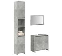 QZZCED Set de 2 Piezas de Muebles de Baño en Madera Contrachapada Gris Hormigón con Mueble Superior Práctico y Amplio Espacio de Almacenamiento, Resistente a la Humedad y Fácil