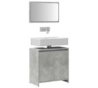 QZZCED Set de Muebles de Baño 2 Piezas en Madera ContraChapada Color Gris Hormigón con Mueble Superior Práctico y Amplio Espacio de Almacenamiento, Resistente a la Humedad y Fácil