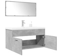 QZZCED Set de Muebles de Baño 2 Piezas en Madera Contraplacada Color Gris Hormigón con Mueble Superior Práctico y Amplio Espacio de Almacenamiento, Material Resistente a la Humedad