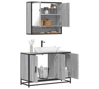 QZZCED Set de Muebles de Baño 2 Piezas Madera Contrachapada Gris Sonoma, Estructura Metálica Estable y Duradera, Amplio Espacio de Almacenamiento, Mueble Superior Práctico