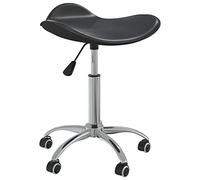 QZZCED Silla de Comedor giratoria Cuero sintético Negro Silla de Comedor Giratoria Regulable en Altura, 360 Grados, Tapizada en Cuero Sintético, Estructura de Acero CR