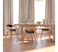 QZZCED Sillas de Comedor 4 uds Madera Curvada y Cuero sintético Negro Silla de Comedor Ergonómica con Tapizado de Piel Sintética y Patas de Madera Curvada