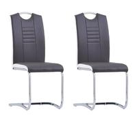 QZZCED Sillas de Comedor voladizas 2 Unidades Cuero sintético Gris Sillas de Comedor Voladizas Ergonómicas con Estructura de Acero y Tapizado de Cuero Sintético - Jueg
