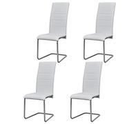 QZZCED Sillas de Comedor voladizas 4 Unidades de Tela Blanca Sillas Comedor Estilo Cantilever con Asiento Acolchado y Estructura Tubular Acero