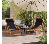 QZZCED Sillas de playa plegables 2 piezas de tela negra muebles de jardín para patios