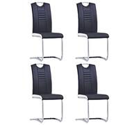 QZZCED Sillas Voladizas de Comedor, 4 Unidades, Diseño Ergonómico Moderno con Tapizado de Cuero Sintético y Estructura de Acero Cromado para Hogar, Restaurante u