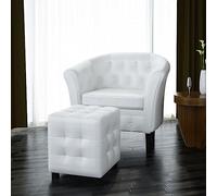 QZZCED Sillón con reposapiés, color blanco, piel sintética, silla de cocina, silla de espera para cocina o oficina