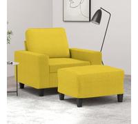 QZZCED Sillón con Taburete Tela Amarillo Claro Sillón con Taburete Acolchado, Estructura Robusta y Diseño Moderno para Sala de Estar 60 cm