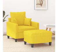 QZZCED Sillón con Taburete Tela Amarillo Claro Sillón con Taburete Acolchado, Estructura Robusta y Diseño Moderno para Sala de Estar 60 cm