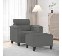 QZZCED Sillón con Taburete Tela de Microfibra Gris Oscuro 60 cm, Estructura Robusta de Madera y Metal, Acolchado Grueso para Máxima Comodidad, Diseño Moderno y Versátil para Sala