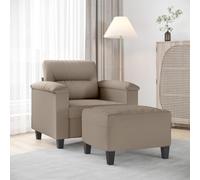 QZZCED Sillón con Taburete Tela de Microfibra Gris Taupe 60 cm, Estructura Robusta de Madera y Metal, Acolchado Grueso para Máxima Comodidad, Diseño Moderno y Versátil para Sala