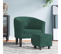 QZZCED Sillón con Taburete Terciopelo Verde Oscuro Sillón Moderno de Terciopelo Suave con Estructura Robusta y Acolchado Cómodo para Sala u Oficina