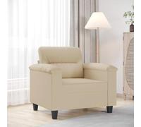 QZZCED Sillón de Microfibra Color Crema 60 cm, Estructura Metálica Robusta y Estable, Acolchado Grueso para Máxima Comodidad, Diseño Moderno y Duradero, Resistente a Manchas, Ideal