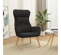 QZZCED Sillón de Relax de Tela Negro Sillón Relax con Reposapiés, Estructura Robusta y Patas de Madera para Máximo Confort