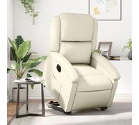 QZZCED Sillón de relax eléctrico con ayuda para levantarse, color crema, piel sintética, silla de espera para dormitorio, salón