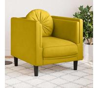 QZZCED Sillón Tapizado en Terciopelo Suave Amarillo con Cojín Acolchado, Diseño Moderno para Sala de Estar, Estructura Resistente y Confort Superior para Relajarse