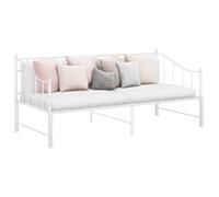 QZZCED Sofá Cama Extraíble sin Colchón Metal Blanco 90x200cm, Estructura Resistente y Barandilla Lateral para Seguridad, Mueble Multifuncional para Espacios Pequeños, 4 Patas