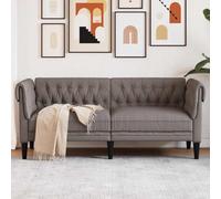 QZZCED Sofá Chesterfield de 2 Plazas Tela Gris Taupe, Diseño Clásico con Brazos Enrollados y Respaldo Profundo, Acolchado Suave y Duradero para Sala de Estar, Estructura Estable