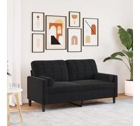 QZZCED Sofá de 2 Plazas 140 cm con Cojines de Terciopelo Negro, Estructura Metálica Robusta y Acolchado Grueso para Máximo Confort, Diseño Moderno y Fundas Extraíbles con Cremallera