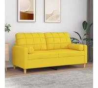 QZZCED Sofá de 2 plazas con Cojines Tela Amarillo Claro Sofá Moderno 2 Plazas con Cojines, Estructura Metálica y Fundas Extraíbles para Sala de Estar 140 cm