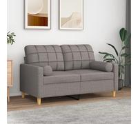 QZZCED Sofá de 2 plazas con Cojines Tela Gris Taupe Sofá Moderno 2 Plazas con Cojines, Estructura Metálica y Fundas Extraíbles para Sala de Estar 120 cm