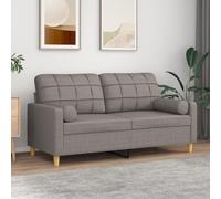 QZZCED Sofá de 2 plazas con Cojines Tela Gris Taupe Sofá Moderno 2 Plazas con Cojines, Estructura Metálica y Fundas Extraíbles para Sala de Estar 140 cm
