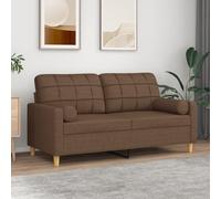 QZZCED Sofá de 2 plazas con Cojines Tela marrón Sofá Moderno 2 Plazas con Cojines, Estructura Metálica y Fundas Extraíbles para Sala de Estar 140 cm