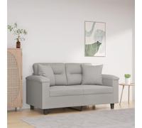 QZZCED Sofá de 2 Plazas Moderno con Cojines en Tela Microfibra Gris Claro 120 cm, Estructura Robusta de Metal y Acolchado Grueso para Máxima Comodidad y Durabilidad en Salón